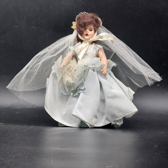 Vintage 1948 Duchess Doll Wedding Bride 7" Sleepy Eyes Hard Plastic Doll